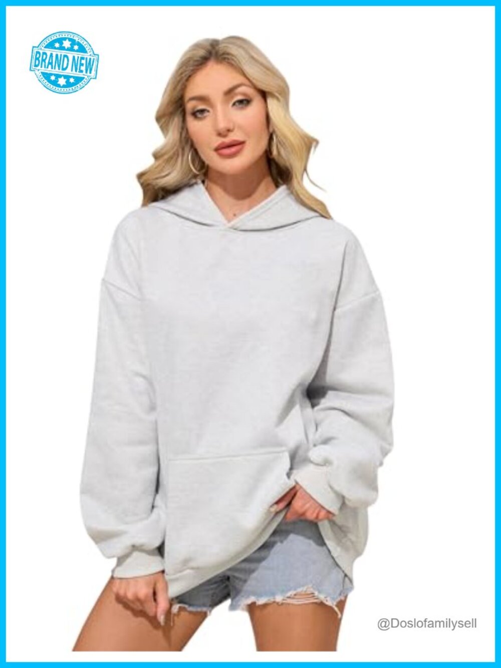Embroidered Flower Ocean Graphic Oversized Pullover Hoodie